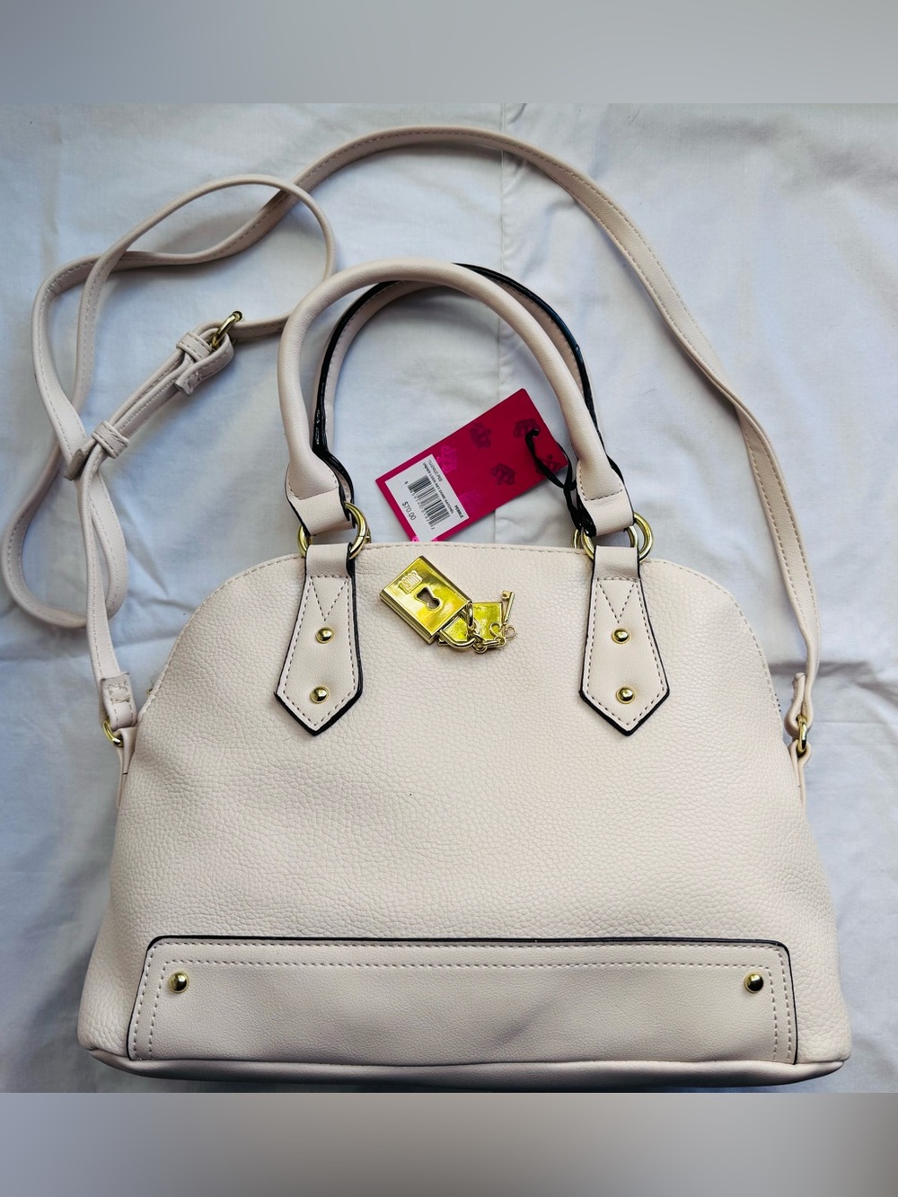 Juicy Couture Cream Dome Satchel with Gold Hardware